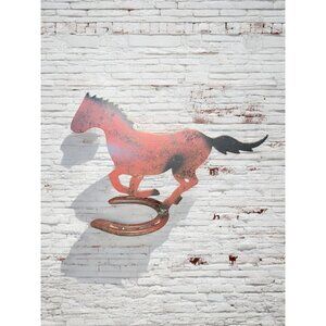 Vintage Metal Horse Wall Decor Rustic Horse & Horseshoe Design